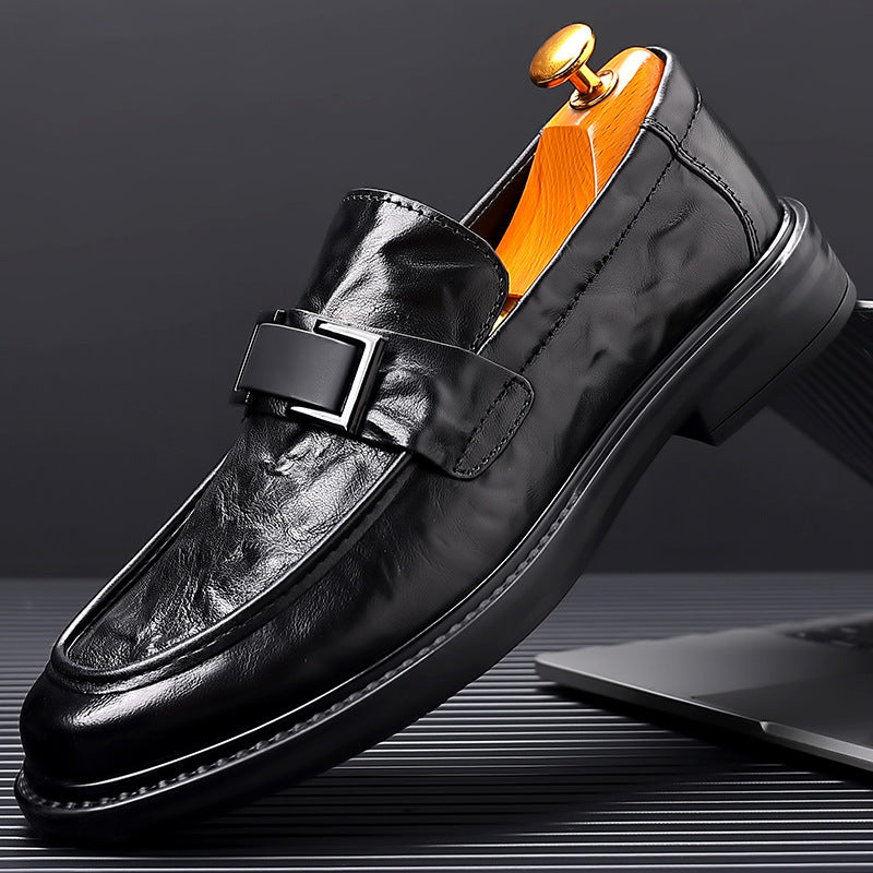 Men's genuine leather dress shoes - new hand-crafted texture, business casual, breathable, british style, groom's wedding shoes
