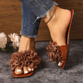 Fashionexportflowersflatsone-word square toe slippers women's new arrivaloutwearcasual lightweight beach sandals wish