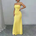 European and american cross-border new  dress: strapless, backless, tie-up maxi dress - sexy, socialite, fashionable, and slim-fit