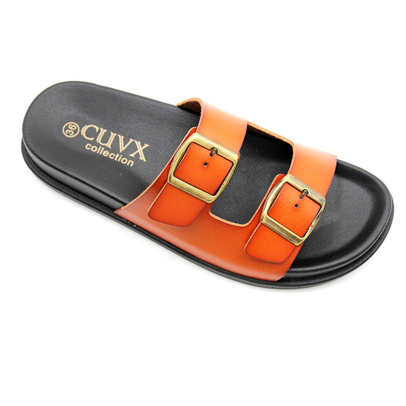 Cross-border direct sales spot thick-soled cool slippers women's fashion buckle beach shoes one-word slippers Ladies slippers