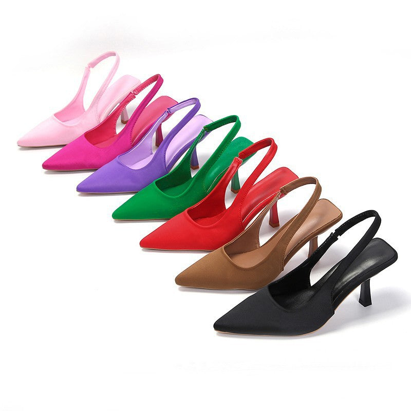 Fashionplus size high-heeled sandals with toe-cap and back strap new arrivalflats pointed toe flatsfashion stiletto high heels