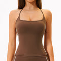 Color block brushed fleece compression tank top with removable pads - breathable, comfortable, quick-dry yoga & workout top 4539