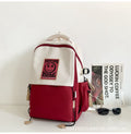 Backpack with flap closure and drawstring, american retro style, school bag for middle and high school students, casual travel, couple's backpack, lightweight college student book bag