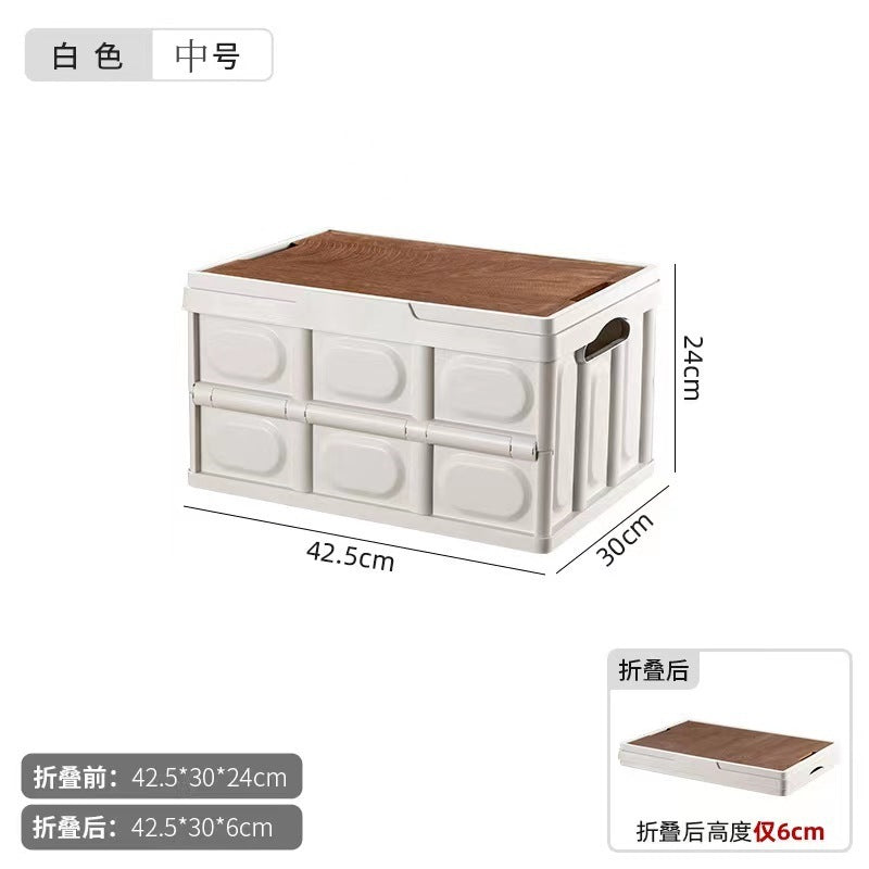 Outdoor camping camping folding storage box household wooden cover car trunk storage box can sit creative finishing box