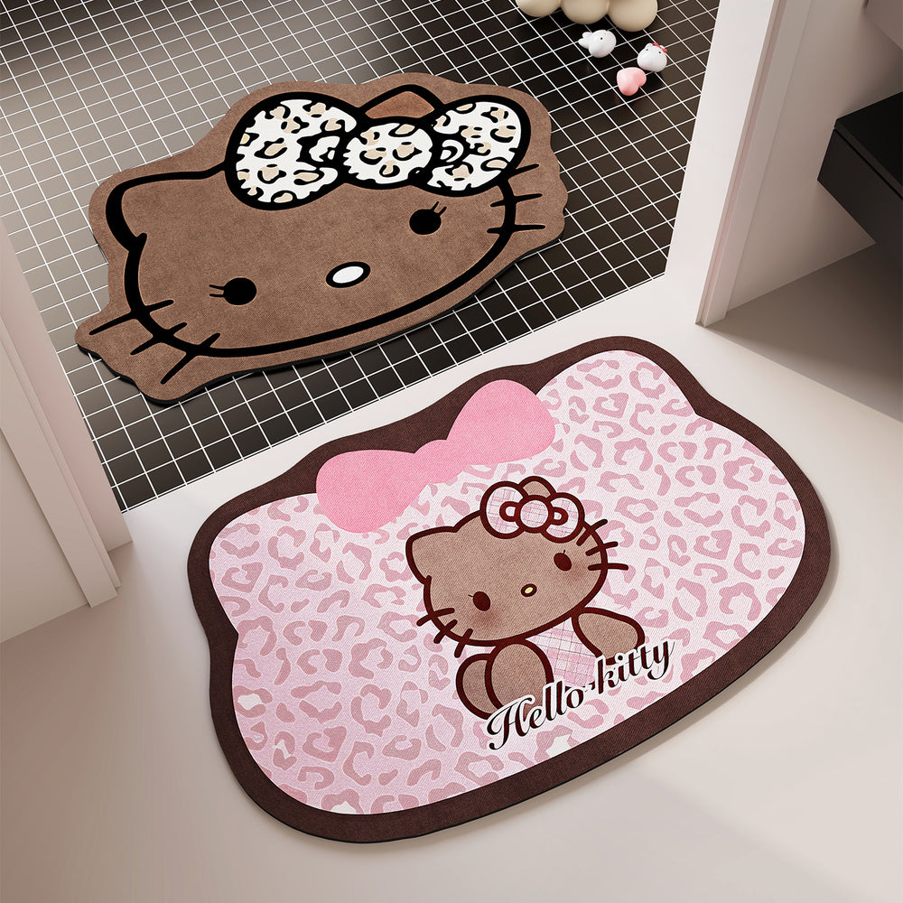 Fresh green bathroom absorbent floor mat cute kitty bathroom non-slip mat quick-drying foot mat bathroom carpet