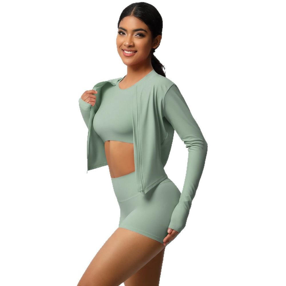 European and american style seamless fleece-lined yoga set - quick-dry, breathable activewear for outdoor leisure, running, and fitness (3-piece)