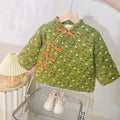 Winternew arrivalgirl floral cotton jacket baby printing floral fleece-linedthickened new year's greetings clothing for children and young children outwear cotton jacket