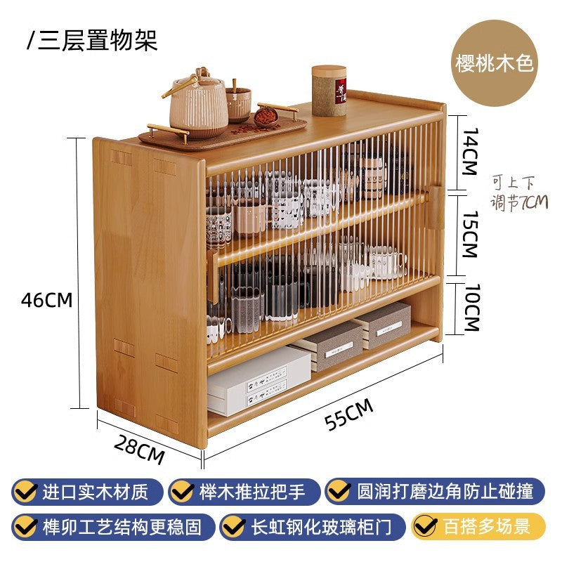Solid wood bay window cabinet storage locker household balcony renovation window sill antique bookshelf Japanese dust-proof bookcase