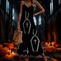 halloween pattern printing longdressv neckloose vacation suspender skirt