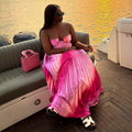 European and american women's clothing  summer/spring new arrivals: sweet and fresh camisole bandeau tie-up pleated maxi dress
