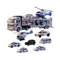 Kids' alloy toy car police car rescue truck large double-decker trailer car model for boys ages 3-6