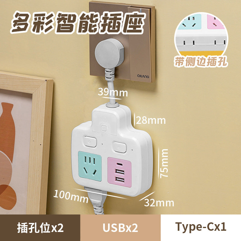 Colorful socket converter multi-function plug conversion for home with usb one to three multi-hole plug-in board