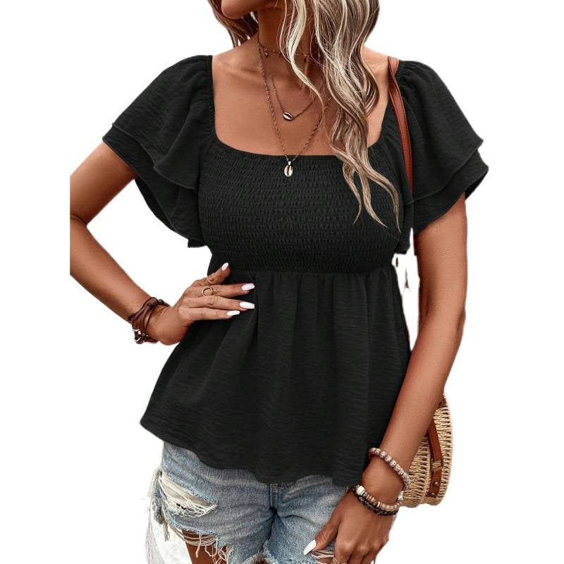 code new arrival  women's original elegancecasual square collar plaidpure color shirt