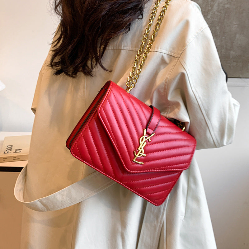 Fashion gold fashion women's bag 2025new arrival chain crossbody small square bag cover bag double compartment patent leather patent leather bag