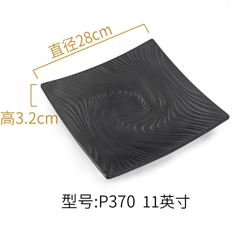 Melamine black tableware plastic dish imitation porcelain dinner plate cold dish plate barbecue hot pot plate barbecue restaurant plate commercial