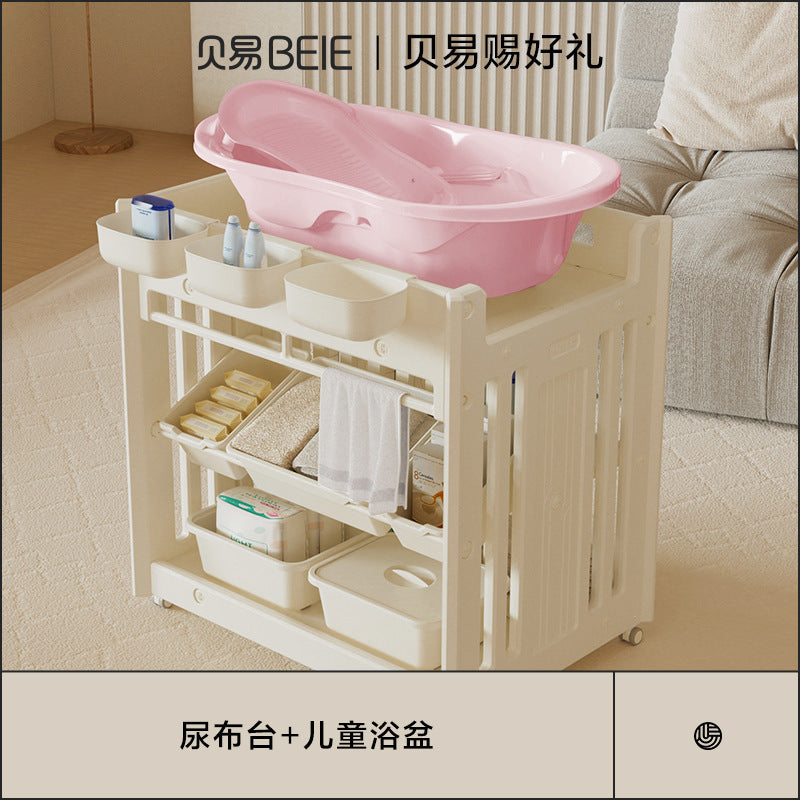 Beiyi baby neonatal diaper table storage box mobile bath table infant care table multi-functional crib