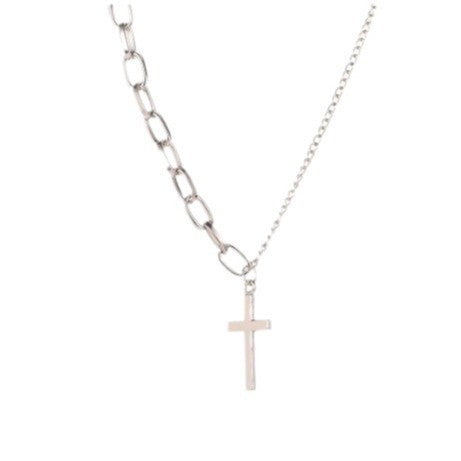 European and american cross-border new asymmetrical cross pendant necklace - unique, chic, minimalist, and versatile necklace for women