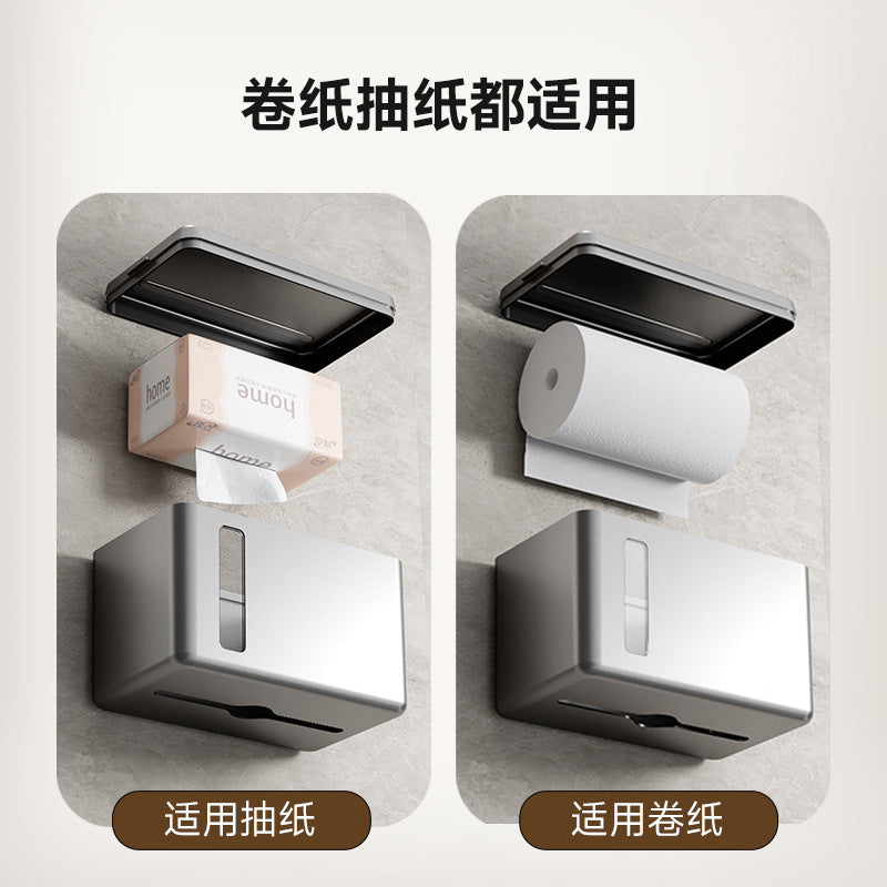 Cross-border special toilet tissue box, no punching, wall-mounted roll holder, bathroom waterproof tissue box with lid, toilet