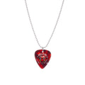 Amazon cross-border new jewelry guitar pick red printed hellfire stainless steel bead chain melon seed buckle necklace