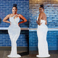 C6075 cross-border   fashion women's mesh rhinestone sleeveless v-neck maxi dress