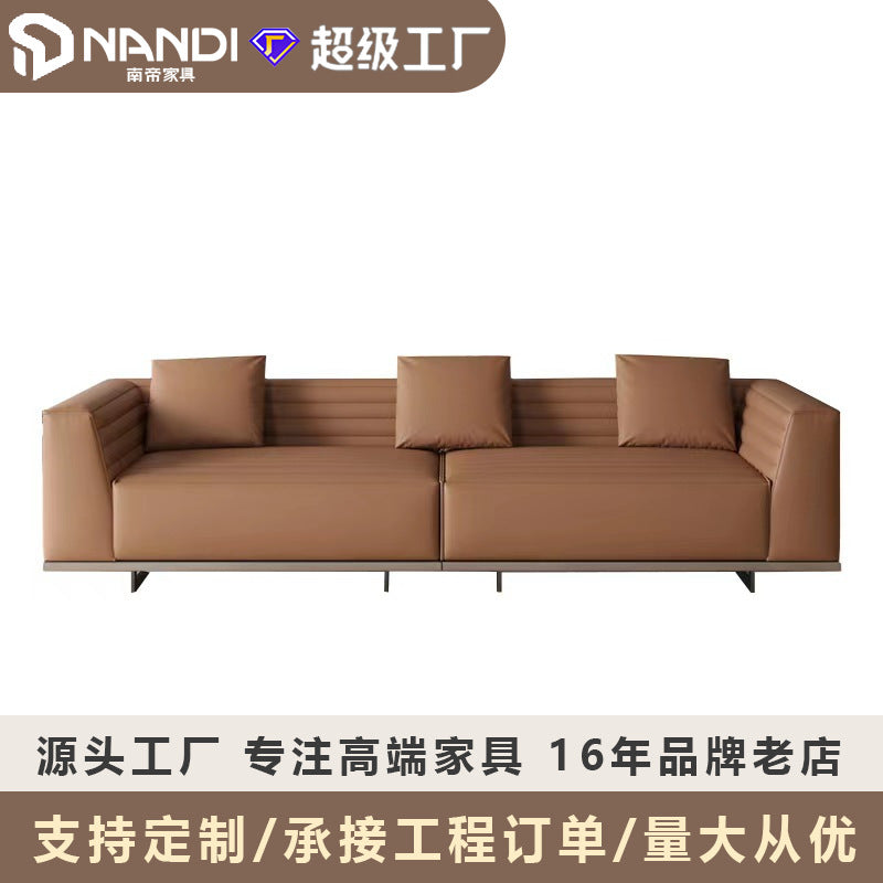 Foshan factory personalized wholesale italian normcore roger leather sofa small apartment first layer cowhide designer sofa