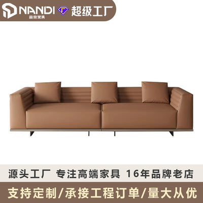 Foshan factory personalized wholesale italian normcore roger leather sofa small apartment first layer cowhide designer sofa