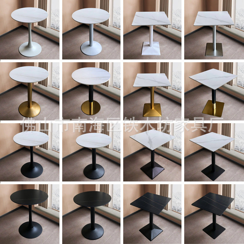 Customized commercial slate dining table simple table bar milk tea fast food restaurant canteen rectangular table apartment negotiation table and chairs
