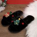 Wholesale family christmas cute fuzzy slippers - maternity indoor comfortable flat plush cotton shoes for parents and kids