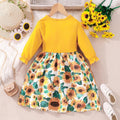 Children's long-sleeved round neck bow dress