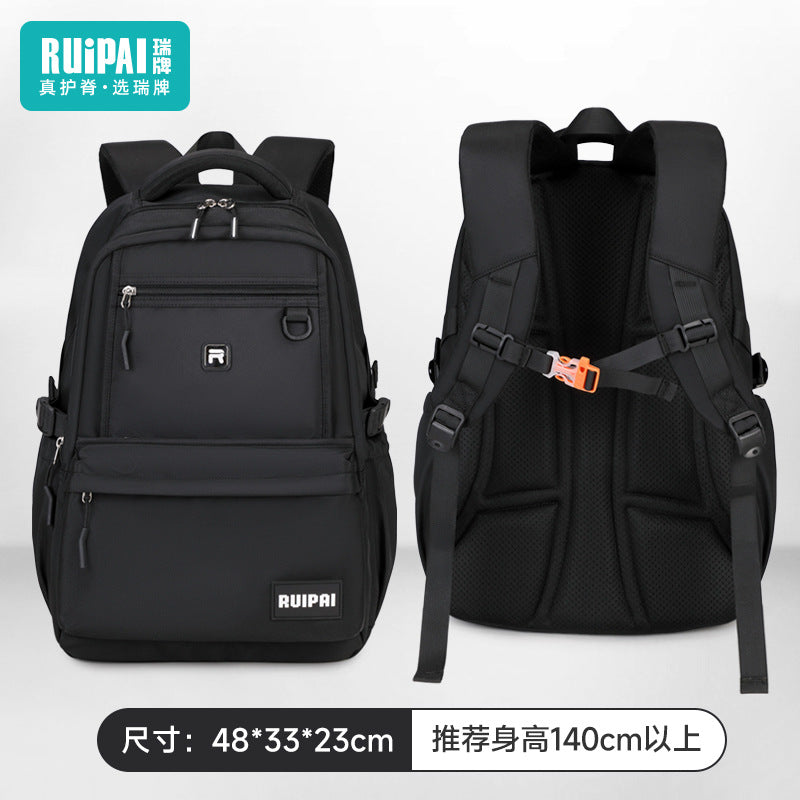 Ruipai Middle School University School Bag Male 2025 New High School Student Large Capacity High School Student Burden Reduction Ridge Backpack
