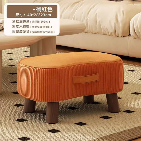 Household door shoe change stool light luxury soft bag door stool solid wood small bench entrance stool sofa hair stool simple low stool