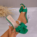2026 square toe european and american sexy bow high heel slippers - new summer export style, plus size crystal heel sandals for women