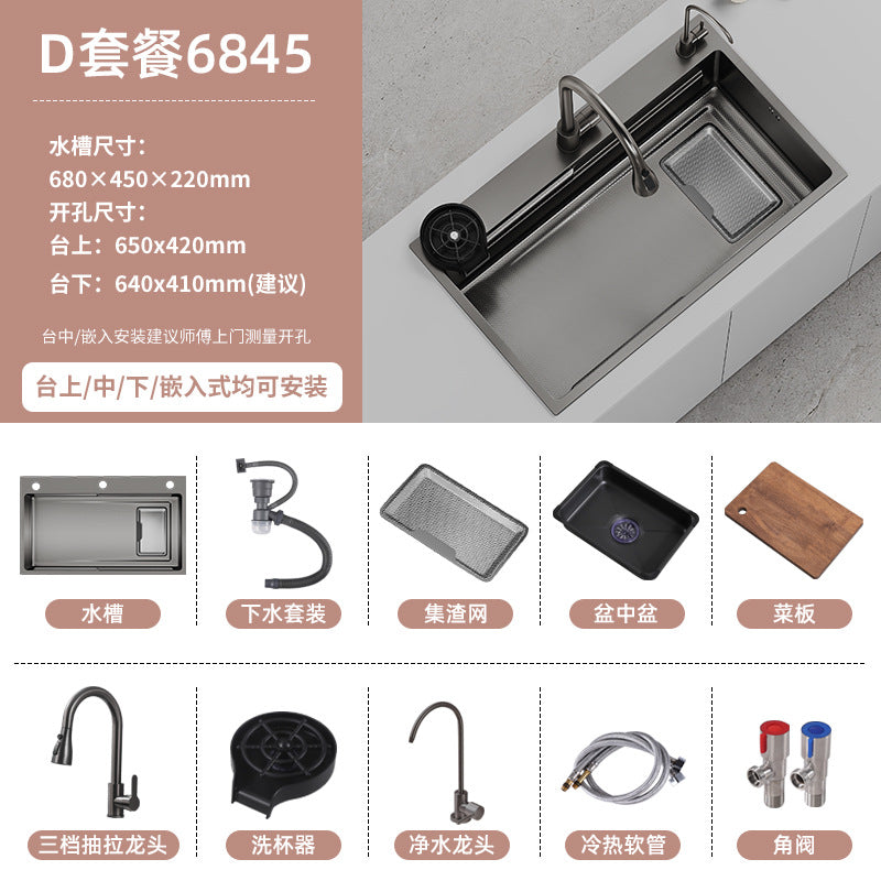 Double slag collection sink large single slot high quality stainless steel kitchen sink thickenedfor home dishwashing sink vegetable sink