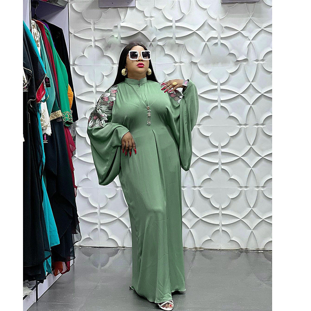new long robe dress african export  women's plus size chiffon dress with headscarf