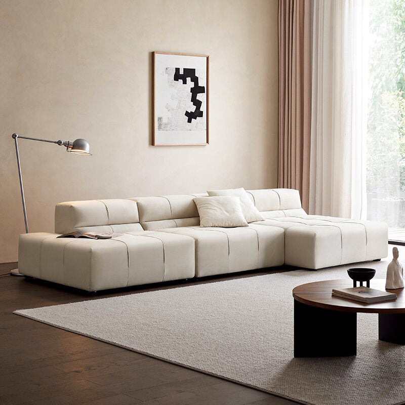 Modern italian cream style modular sofa scandinavian style casual small apartment living room concubine frosted fabric