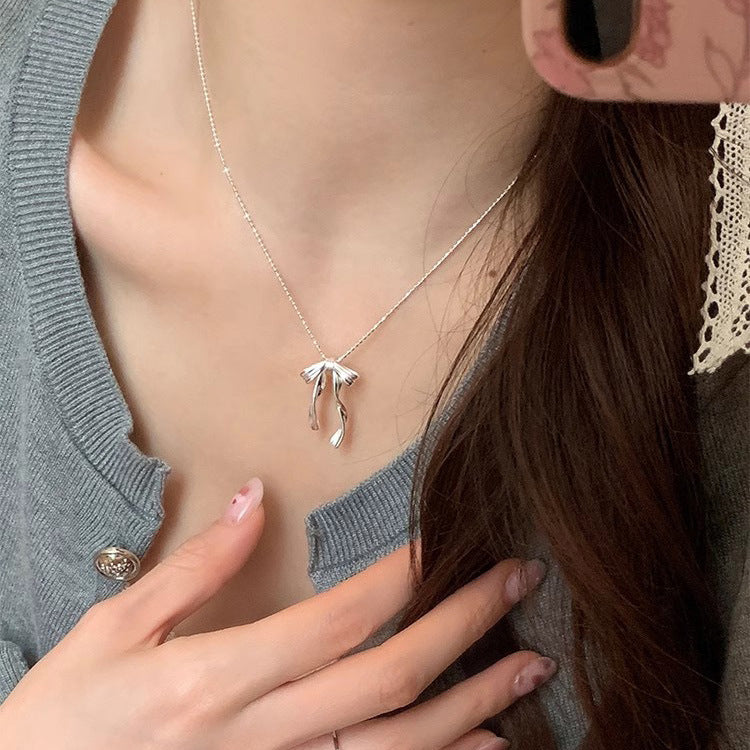 Oni korean ballet style bow necklace women's fashion niche design elegant sweet earrings