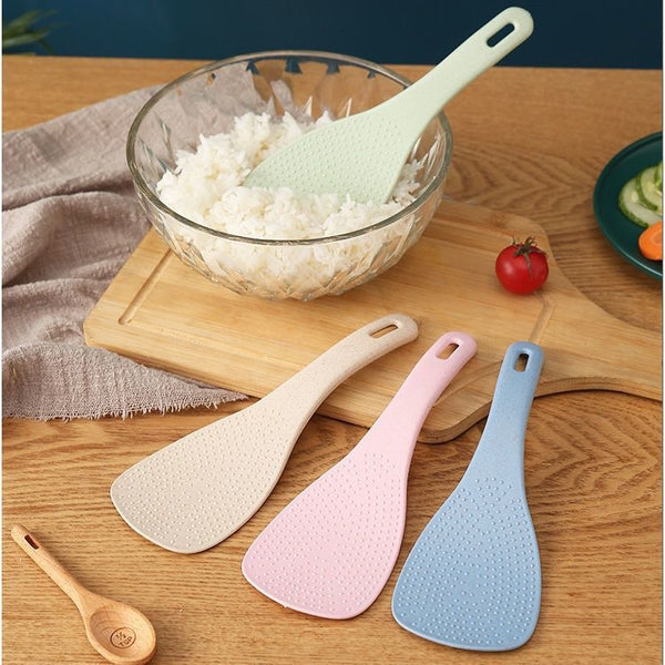 Non-stick rice spoon wheat straw high temperature resistant rice thickened rice spoon can be hung rice scoop kitchen rice spoon rice cooker