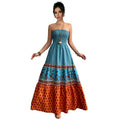 Aliexpress spring/summer new bohemian print beach dress, printed maxi dress