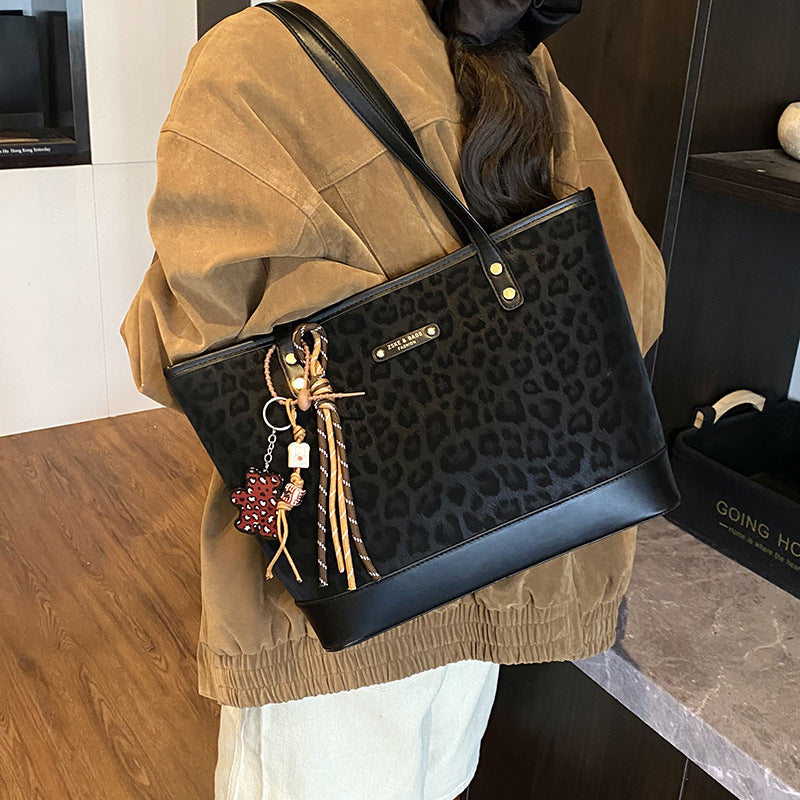 popular leopard print large-capacity shoulder bag for women fall and winternew arrival high-looking vegetable basket easiest for match tote bag