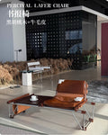 Bauhaus vintage cowhide bench coffee table chair italian light luxury walnut single sofa reading chair