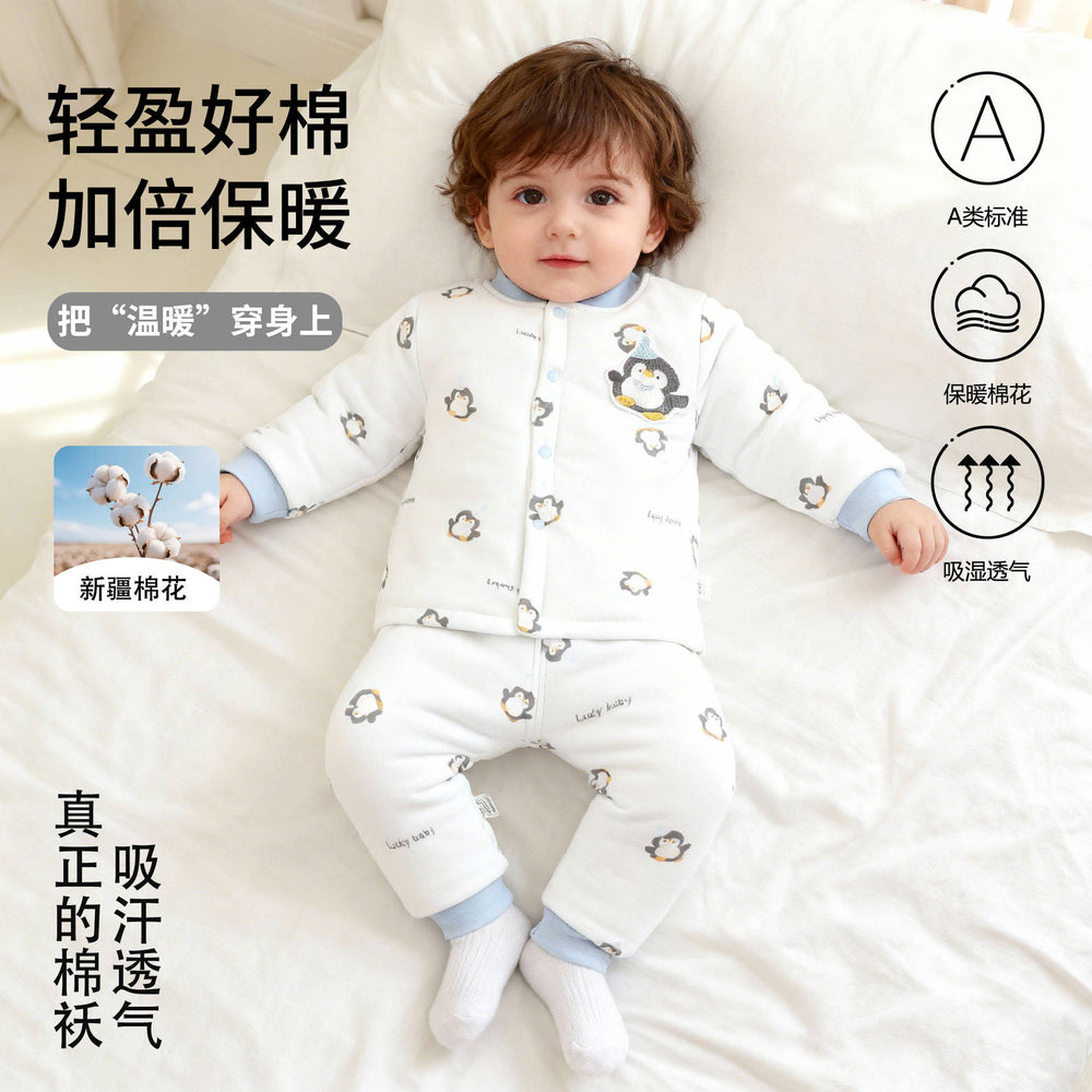 Handmade cotton-padded jacket and pants set for baby boys and girls - winter outfit for infants and toddlers - separated cotton-padded clothes - high-waisted thick set for babies
