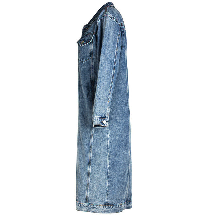 fashion style denim outwear women's hot-selling new arrival washed retro silmstylish street trendy long coat
