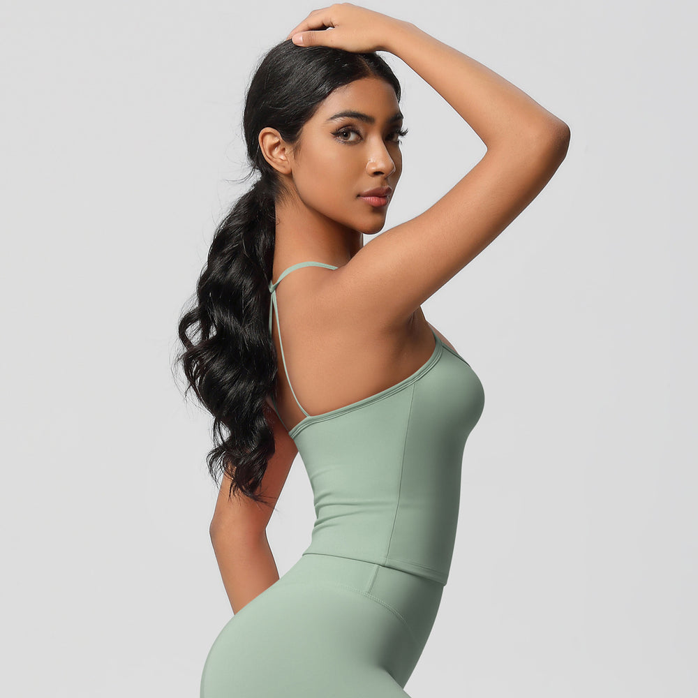 Shockproof push-up strappy back yoga bra - quick-dry, breathable, compression top - running & fitness sports tank top for women