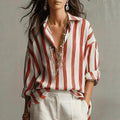 Amazon new striped long-sleeve button-down shirt - regular fit, casual, everyday wear, spring/autumn top for women