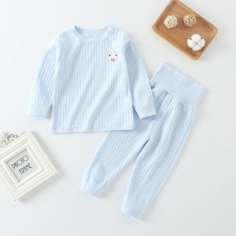 Baby autumn clothessuitpure cotton baby high waist belly protector boys pajamas girl home clothes spring & fall kidsintimates