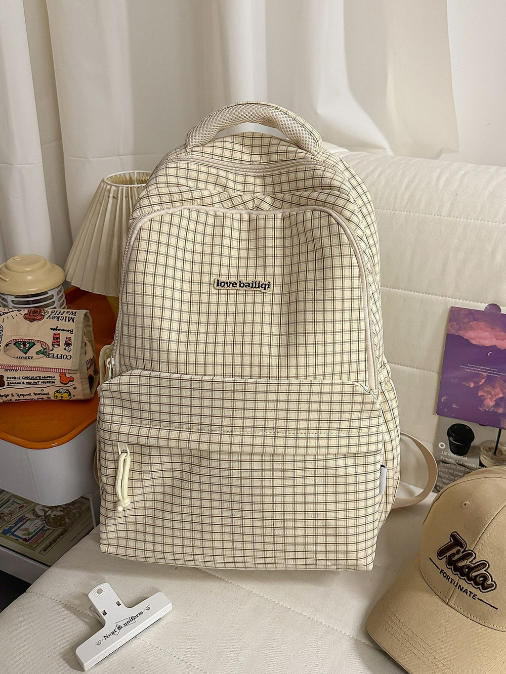 Japanese style small fresh plaid school bag for female junior high school students soft girl backpack for women cute jk backpack for women