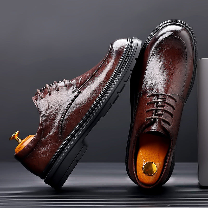 Genuine leather dress shoes for men - new spring collection, british style, business formal, plus size available, full grain leather, groom's wedding shoes