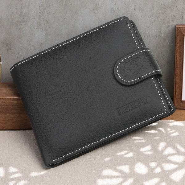 2025  new Korean version of cowhide change bag, short buckle, multi-card position men's wallet, men's genuine leather wallet.