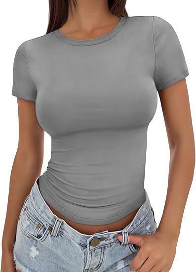 2025 amazon fashion new arrival women's t-shirt silmslimming look round neck tight sexysummertops women's clothing