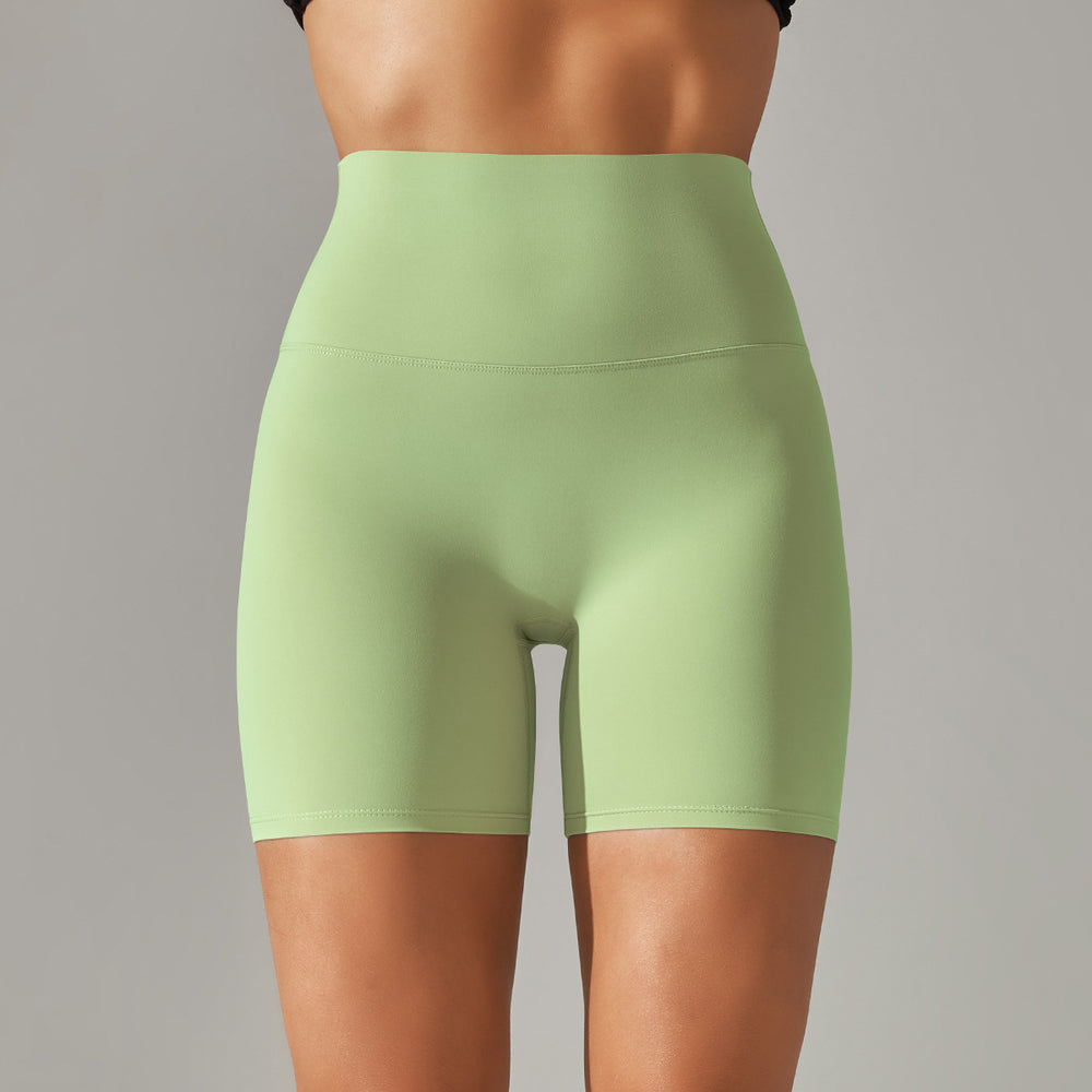 Spring/summer new solid color yoga shorts - double-sided brushed, high-waisted, stretchy, activewear, fitness, 3/4 length yoga pants for women
